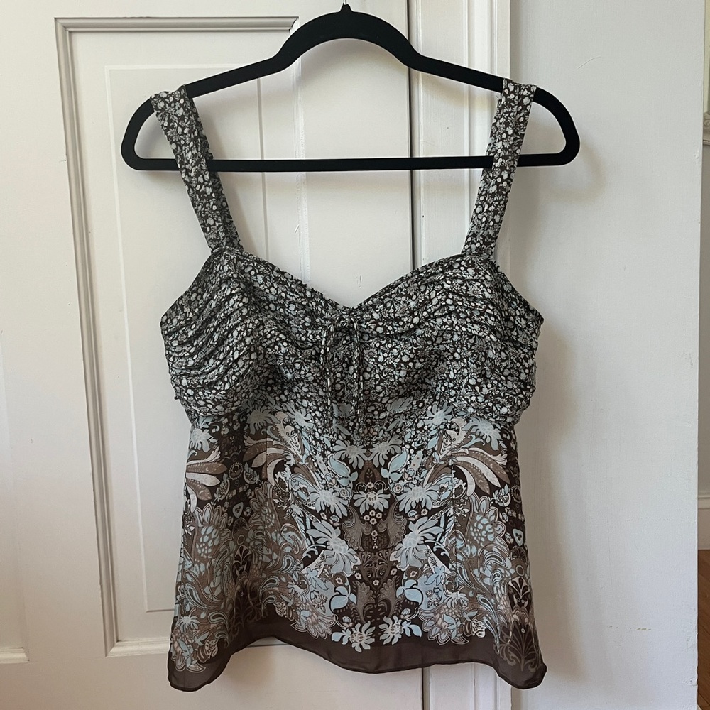 Ann Taylor Floral Blouse Milkmaid Top